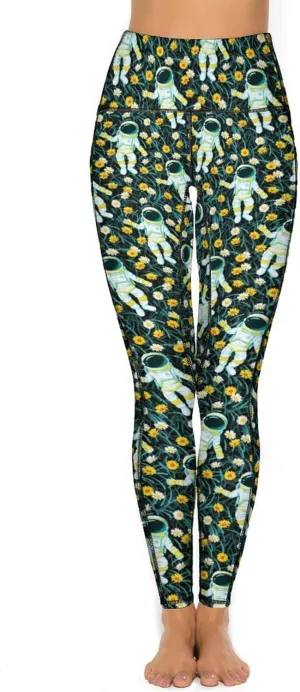 Cute Birds Floral Yoga Pants Women Tummy Control Workout Leggings with Pockets Stretchy High Waist Work Casual Pants