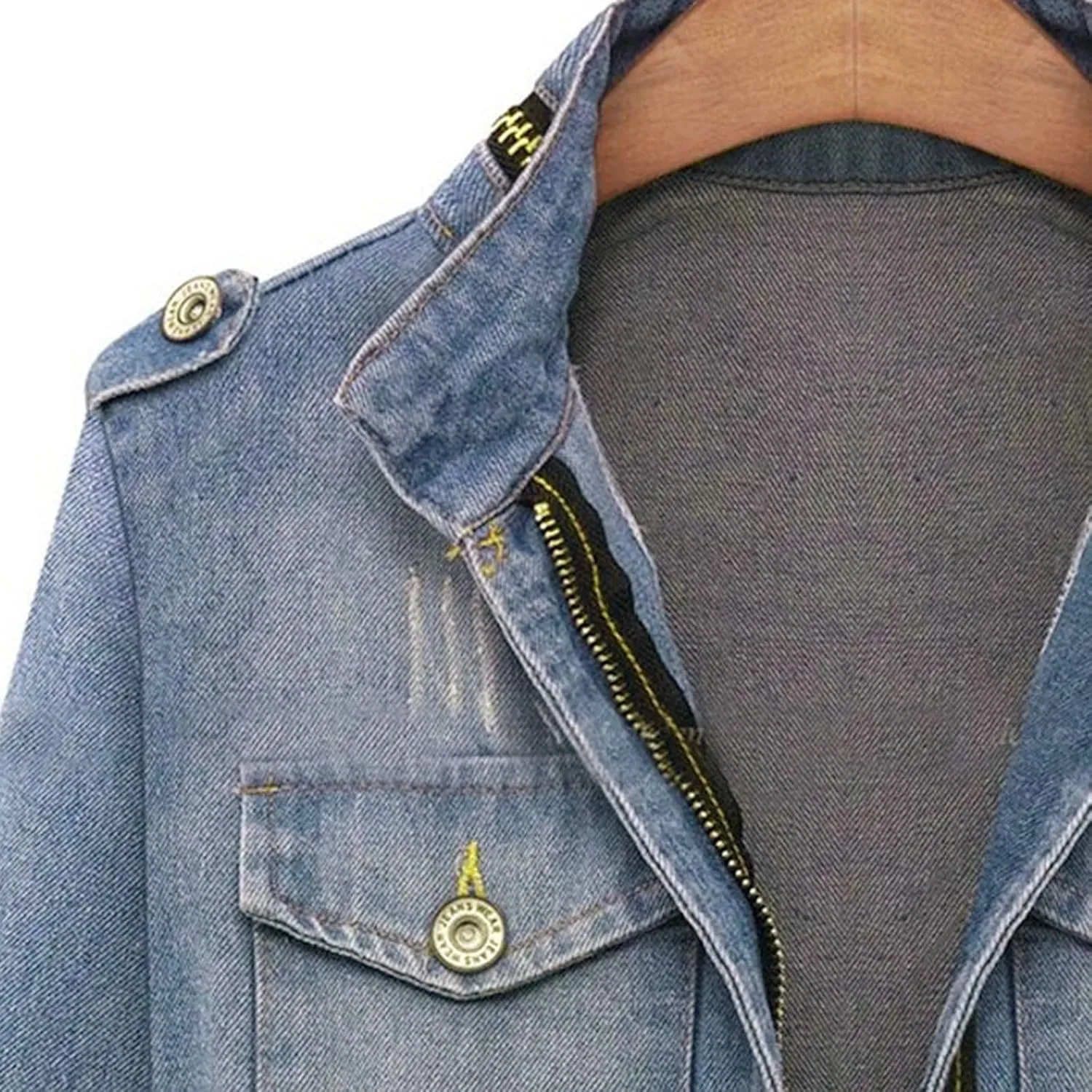 Denim Ladies Coat Plus Jeans Womens Chain Oversize Size Jacket Casual Pocket Women Ladies Jackets Sleeveless (Blue, XL)