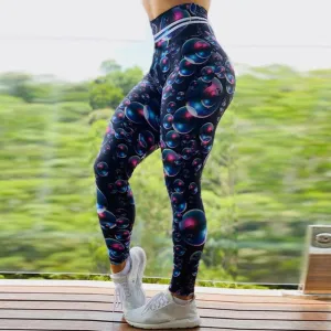 digital printed high waist stretchy ankle length leggings