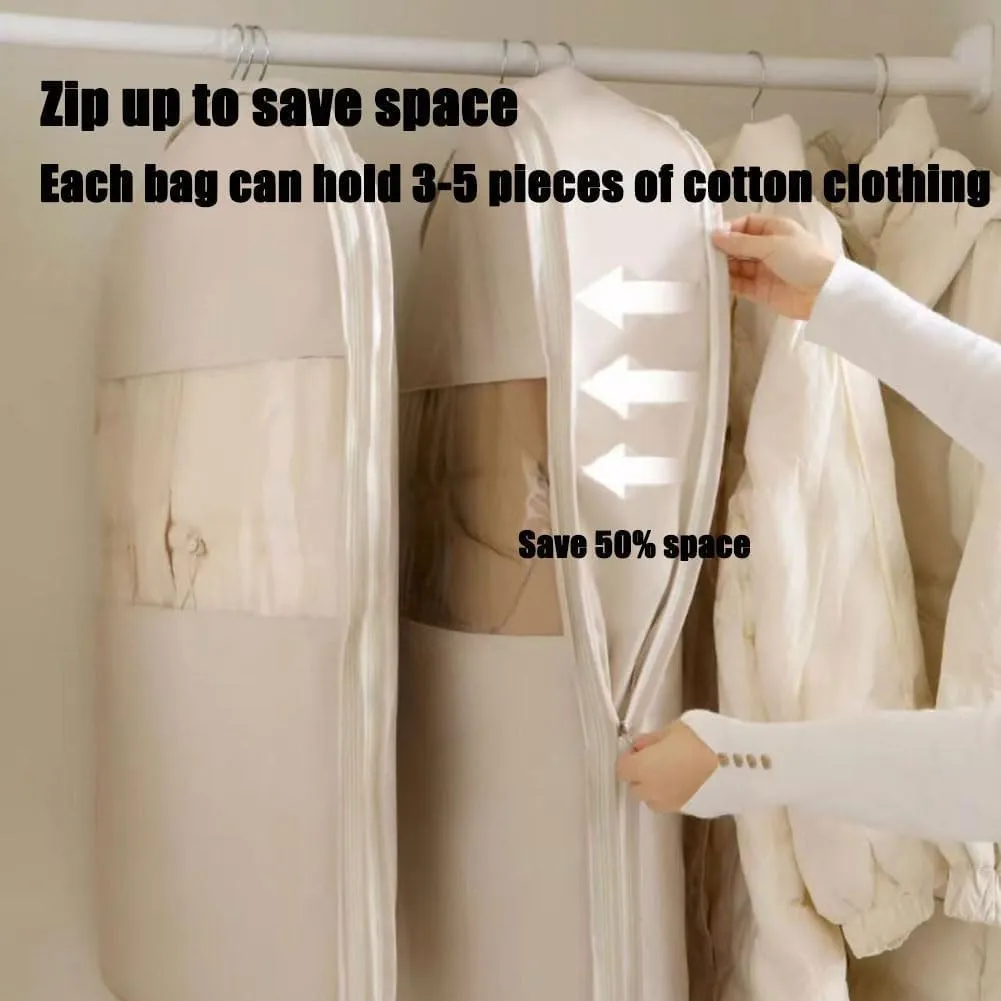 Dust Cover Clothes Bags for Down CoatSpace Saver Closet OrganizersSpace Saving Hanging Garment Bag with Self Compression Zipper(Pink,XX-Large)