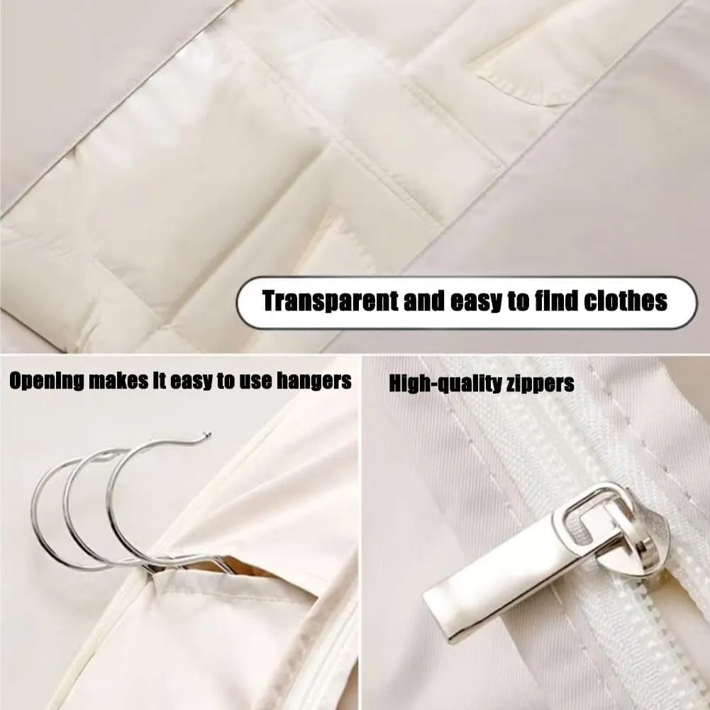 Dust Cover Clothes Bags for Down CoatSpace Saver Closet OrganizersSpace Saving Hanging Garment Bag with Self Compression Zipper(Pink,XX-Large)