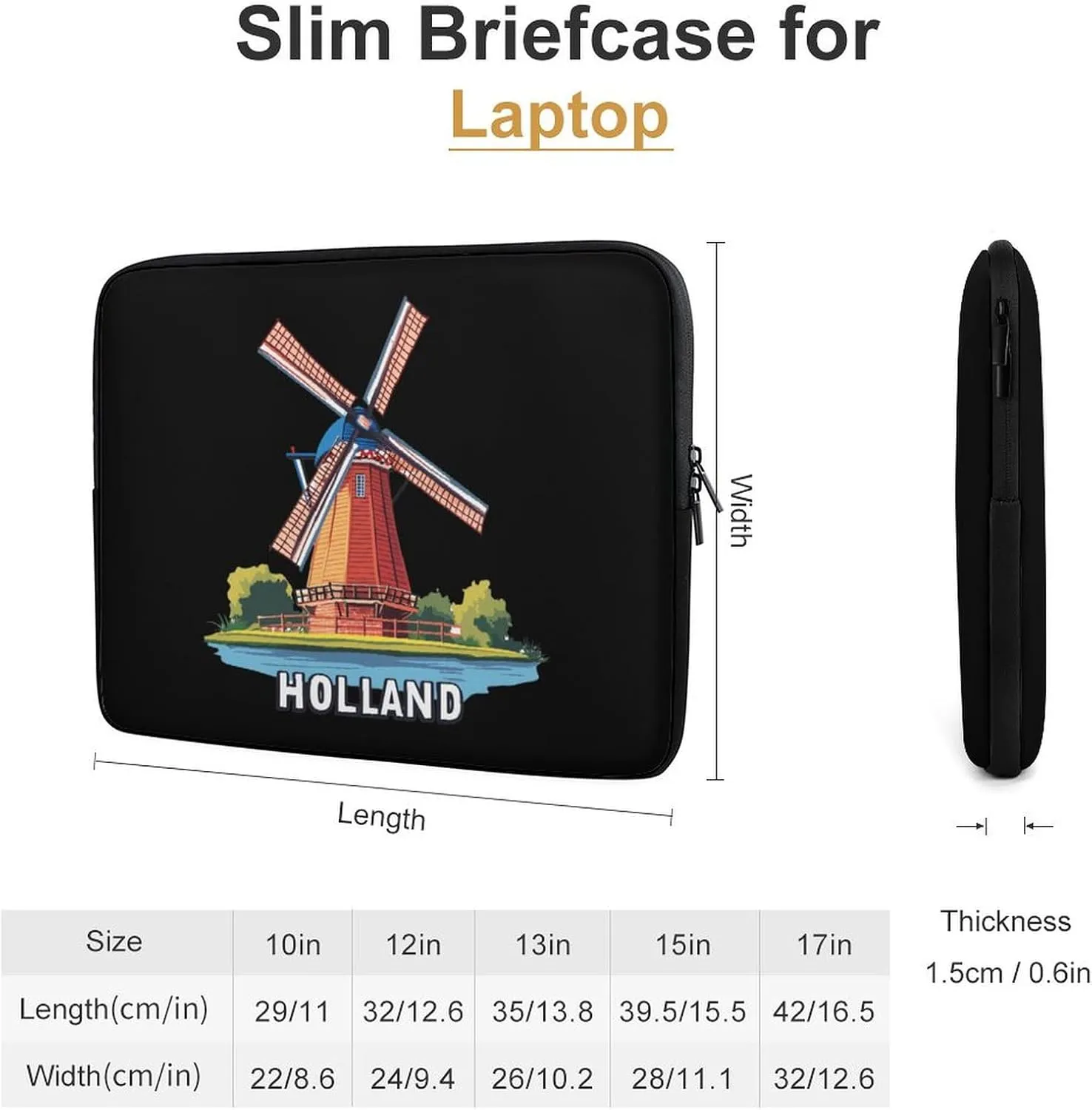 Dutch Holiday in Holland Laptop Case Sleeve Bag 10inch Durable Shockproof Protective Computer Carrying Cover Briefcase