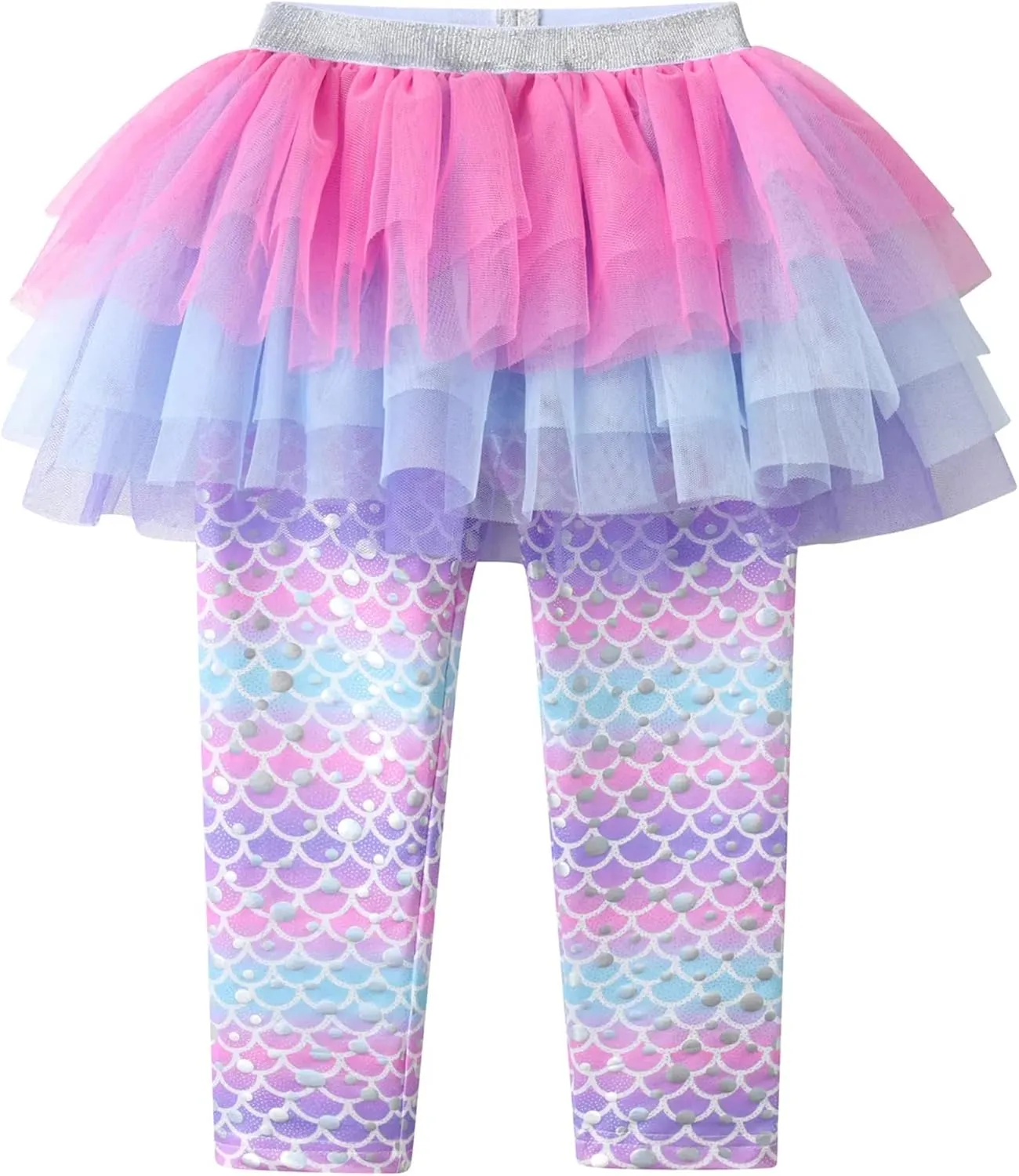 DXTON Toddler Girls Tutu Leggings with Skirt Stretchy Ruffle Capri Footless Skirted Pant Birthday Party for Kids 3-10 Years