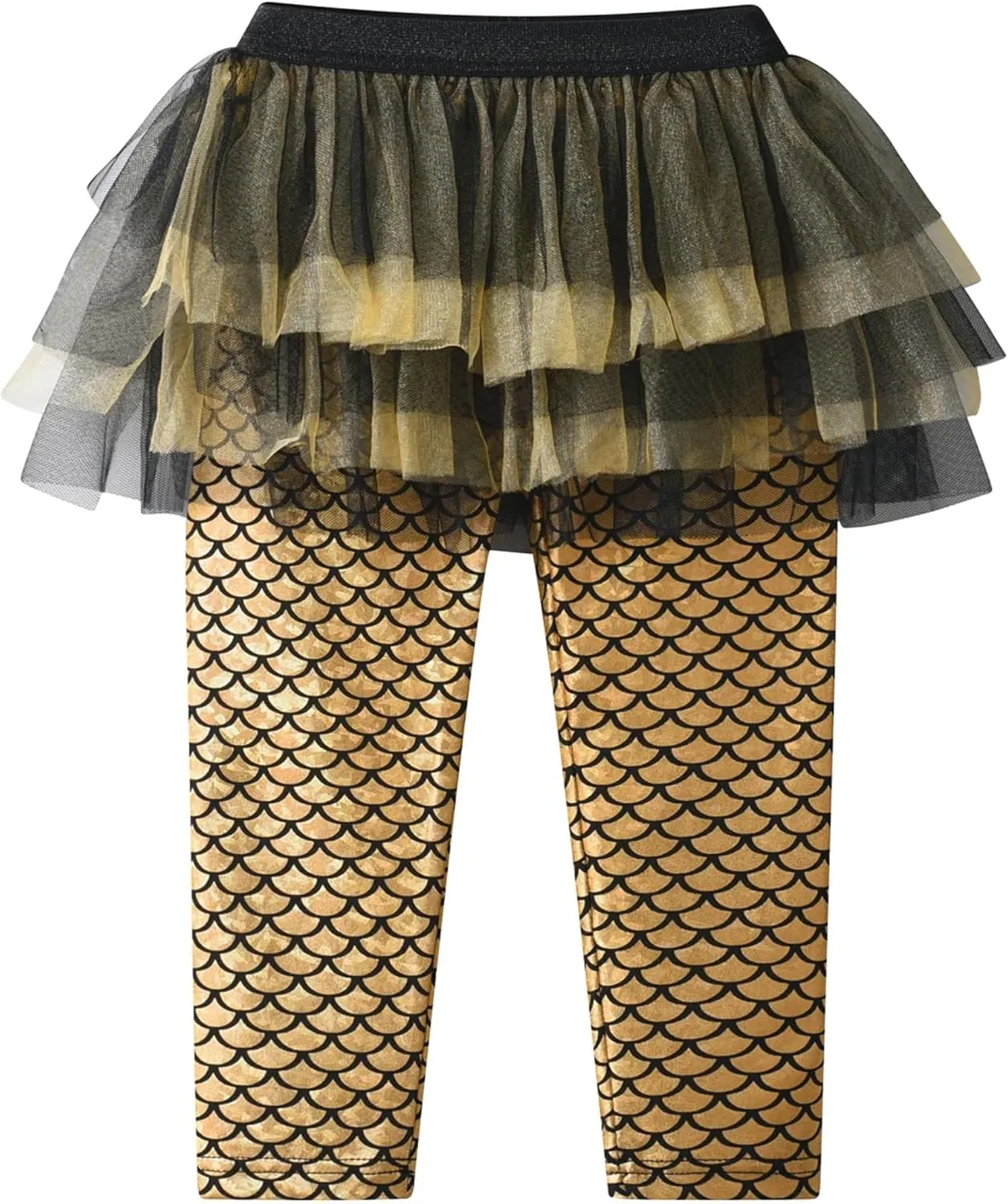 DXTON Toddler Girls Tutu Leggings with Skirt Stretchy Ruffle Capri Footless Skirted Pant Birthday Party for Kids 3-10 Years