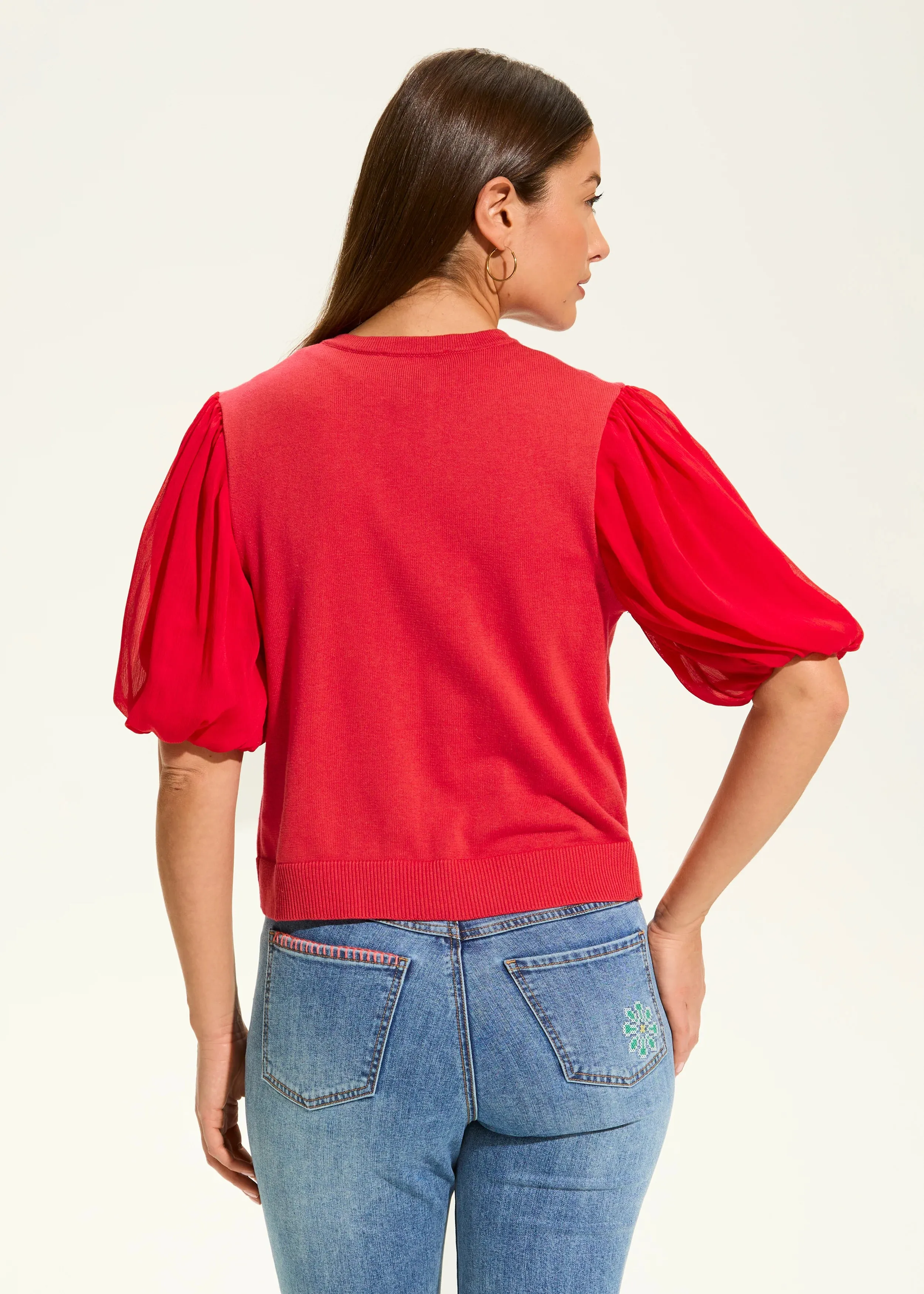 Eliana Elbow Sleeve Cardigan, Rouge - FDJ French Dressing 1225787