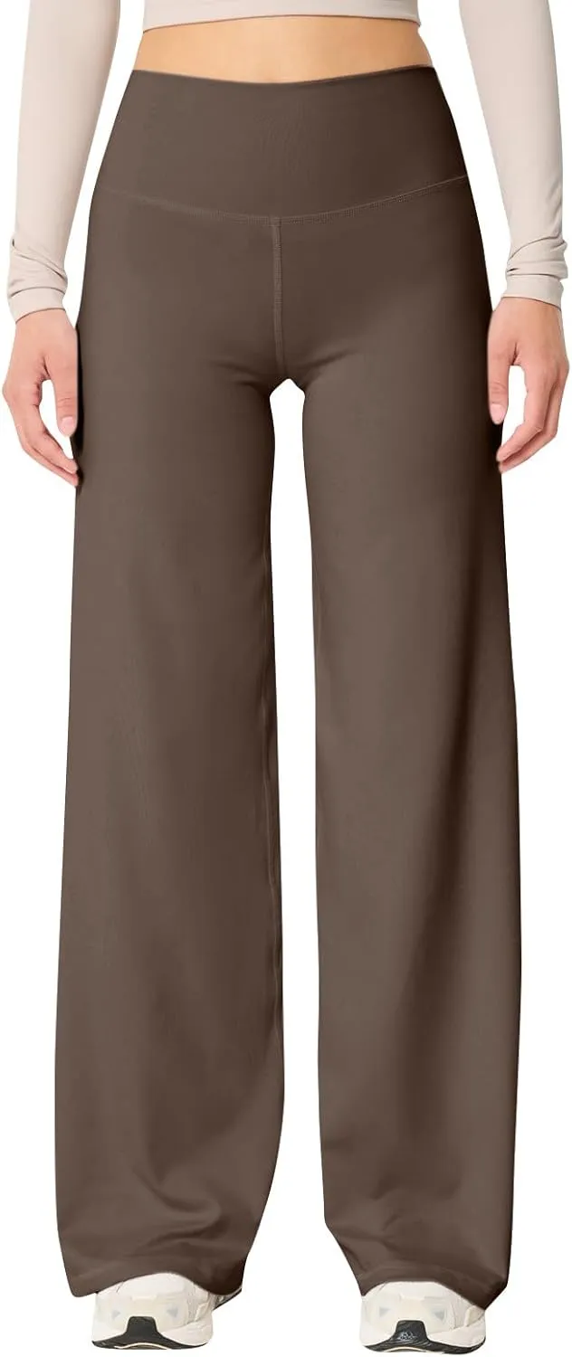 fanmpghleoo Wide Leg Yoga Pants for Women High Waisted Pull On Stretchy Work Pants Business Casual Athletic Trousers Pants