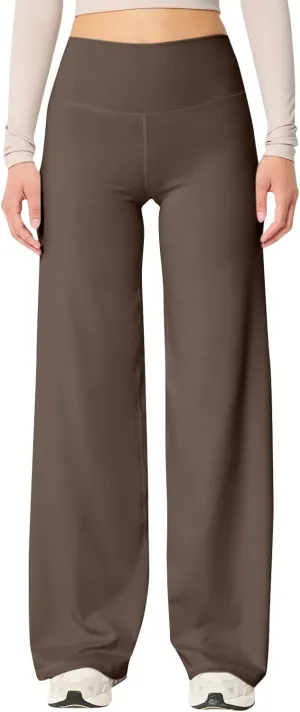 fanmpghleoo Wide Leg Yoga Pants for Women High Waisted Pull On Stretchy Work Pants Business Casual Athletic Trousers Pants