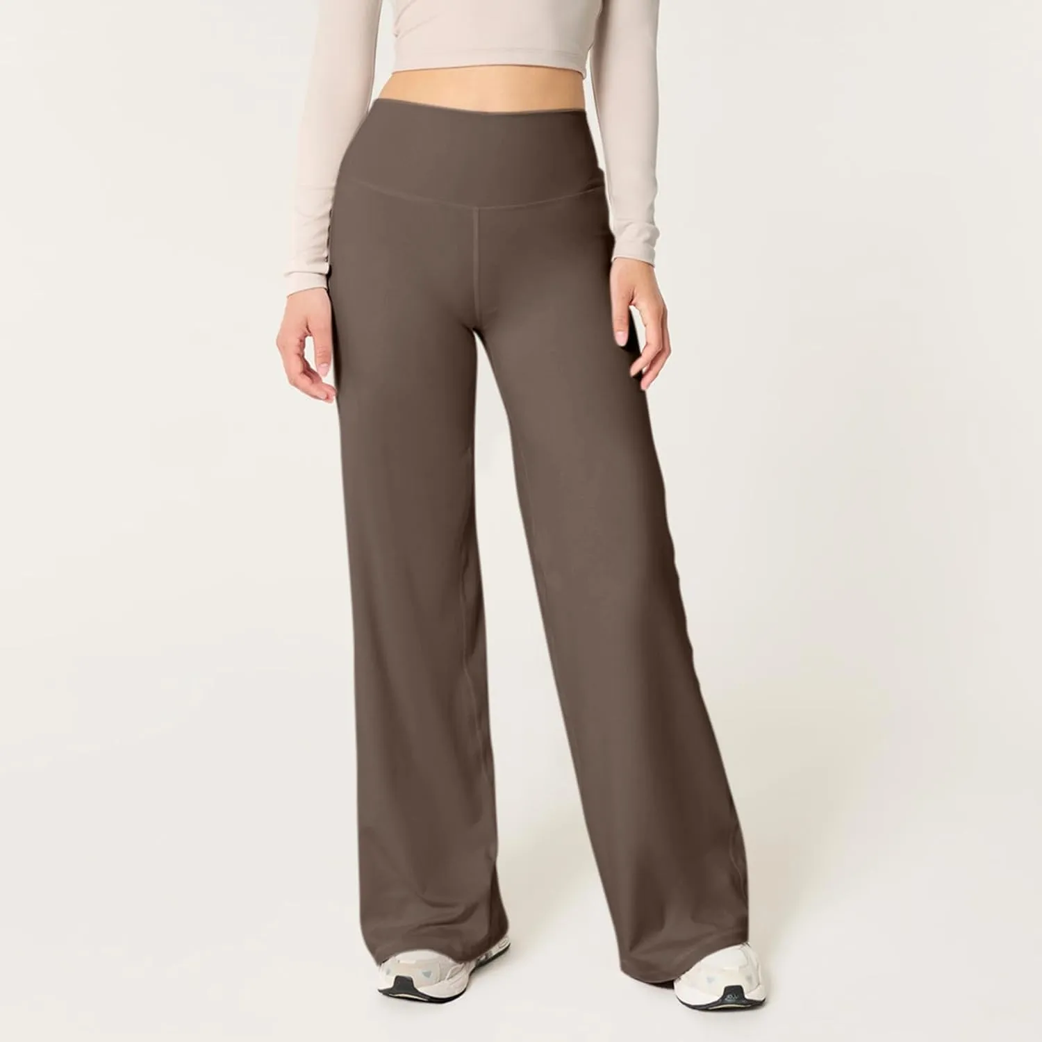 fanmpghleoo Wide Leg Yoga Pants for Women High Waisted Pull On Stretchy Work Pants Business Casual Athletic Trousers Pants