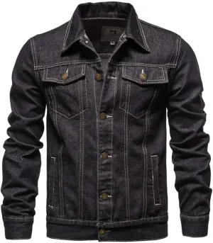 Fashion Mens Denim Trucker Jackets Slim Fit Mens Jeans Jacket Cotton Outwear Coat Long Sleeve Plus Size Male