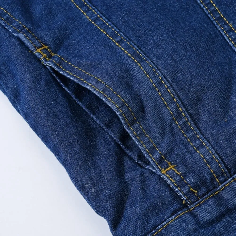 Fashion Mens Denim Trucker Jackets Slim Fit Mens Jeans Jacket Cotton Outwear Coat Long Sleeve Plus Size Male