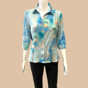 FM COLLECTION SEA BLUE BLOUSE