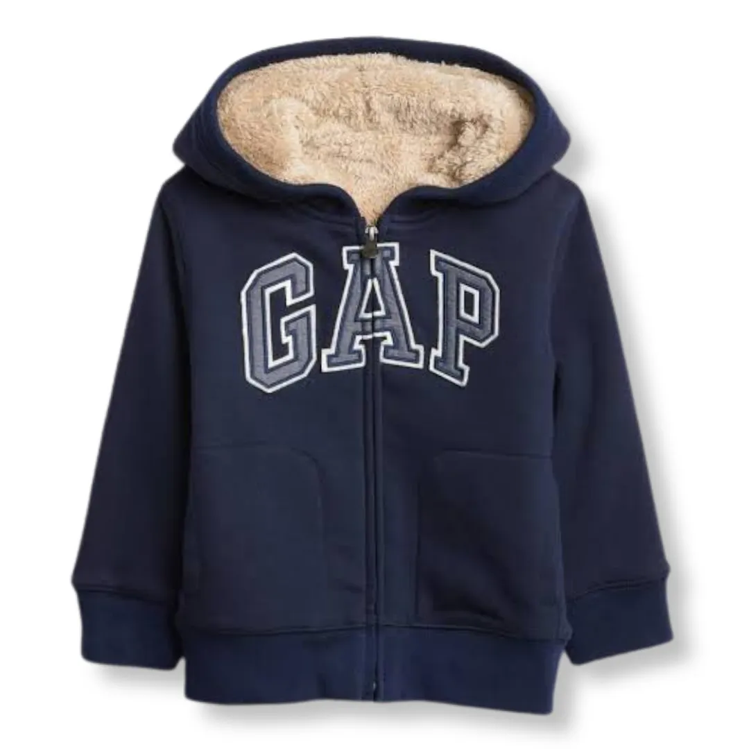 Gap Baby Cozy Logo Hoodie Blue Galaxy zip front Boys