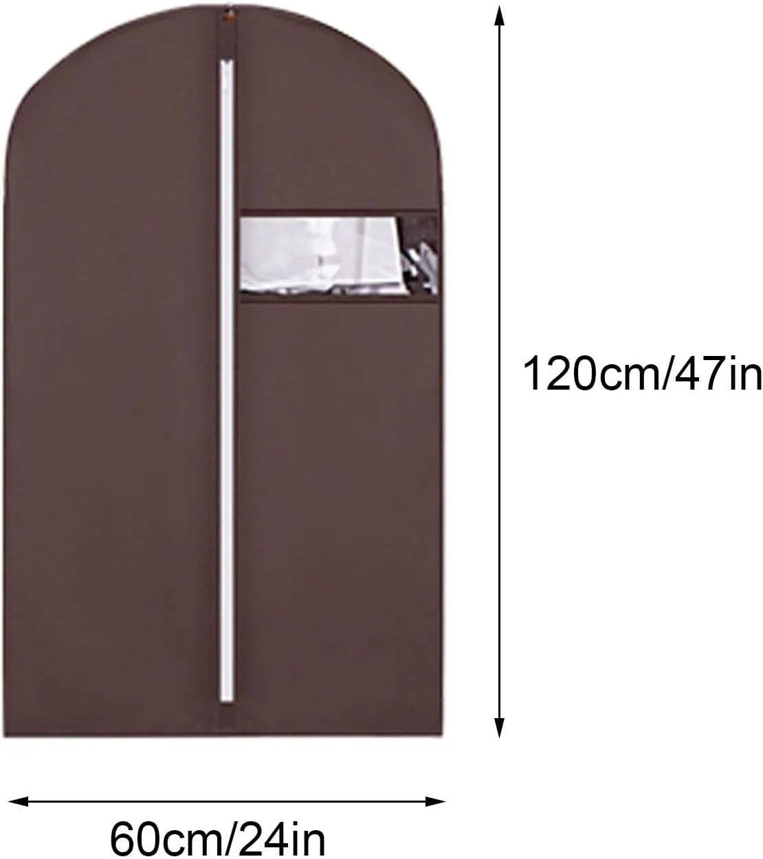 Garment Bag, Clothing Covers for Hanging Clothes, Non-woven Material with Transparent Window, Suitable for Storing Suits, Jackets, Dresses(Beige,60x120cm x47in)