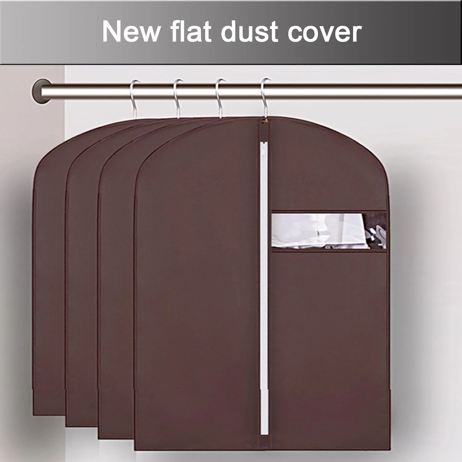 Garment Bag, Clothing Covers for Hanging Clothes, Non-woven Material with Transparent Window, Suitable for Storing Suits, Jackets, Dresses(Beige,60x120cm x47in)