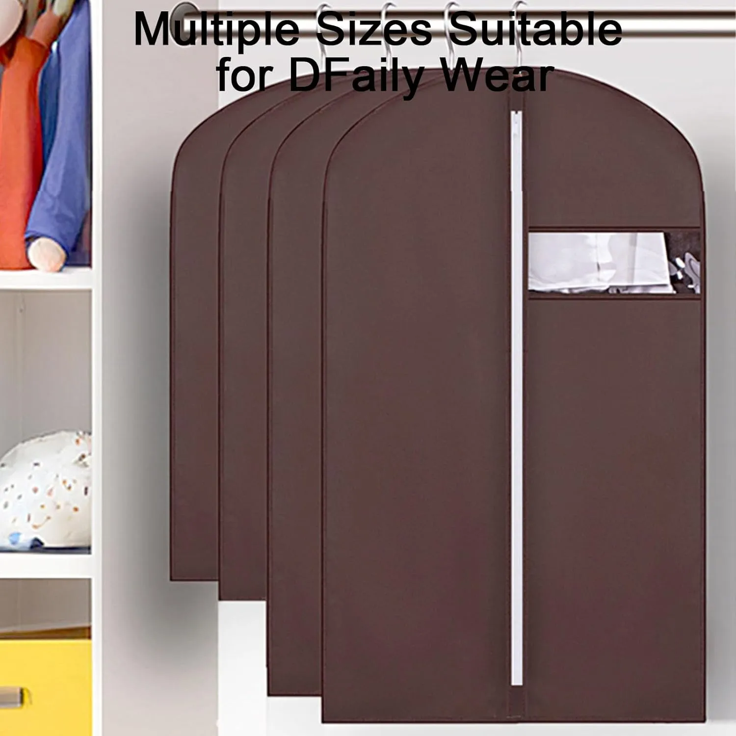 Garment Bag, Clothing Covers for Hanging Clothes, Non-woven Material with Transparent Window, Suitable for Storing Suits, Jackets, Dresses(Beige,60x120cm x47in)
