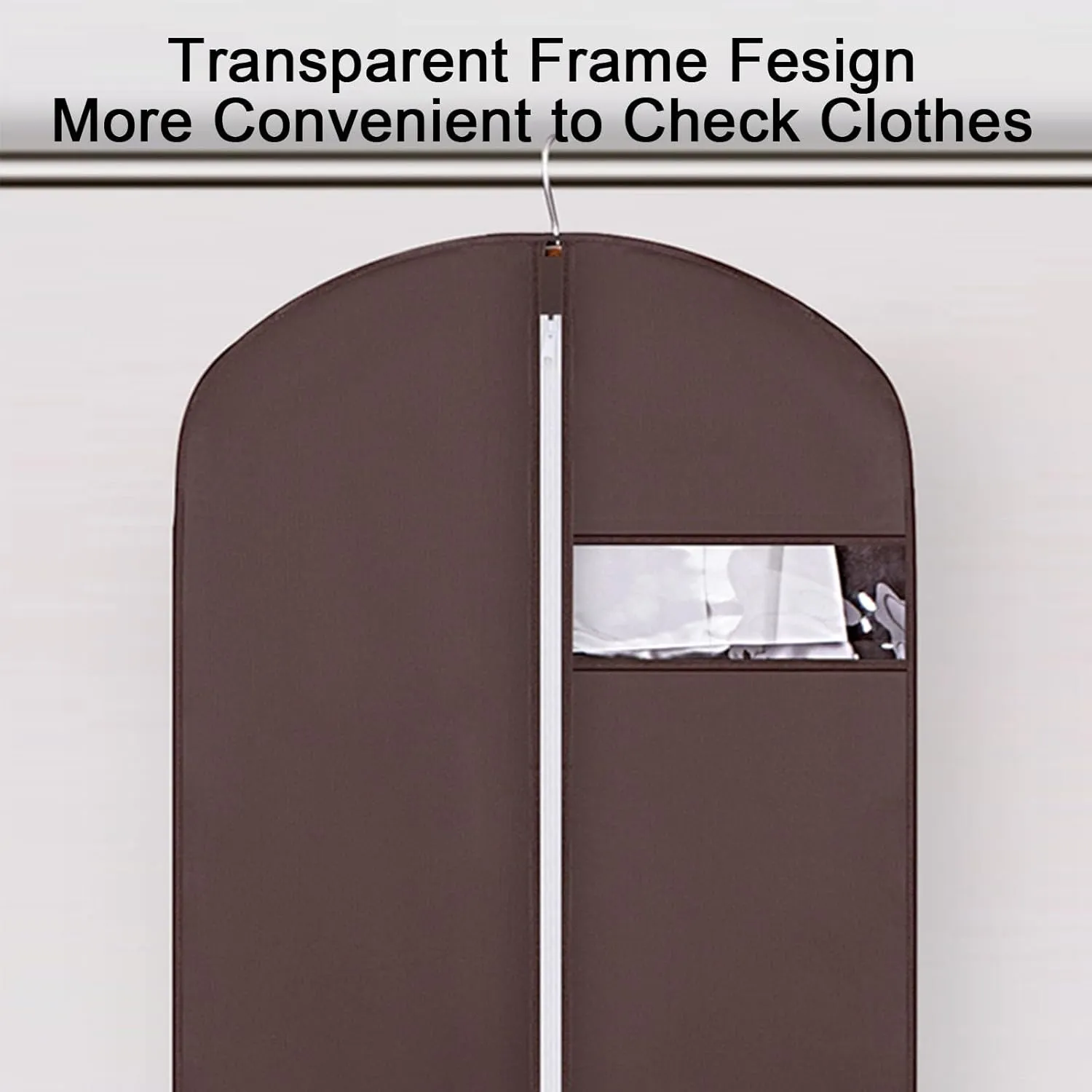 Garment Bag, Clothing Covers for Hanging Clothes, Non-woven Material with Transparent Window, Suitable for Storing Suits, Jackets, Dresses(Beige,60x120cm x47in)