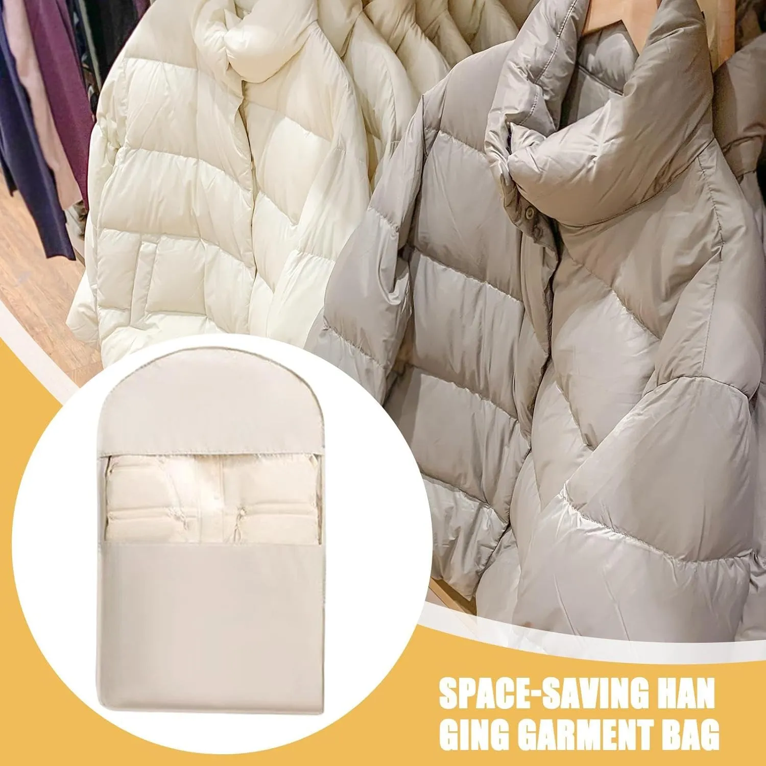 Garment Bags for Hanging Clothes - Suit Garment Bag | Coat Pouch for Closet Storage | Multifunctional Dustproof Garment Protective Bag with Compression Zipper for Suits, Coats, Jackets and Shirts