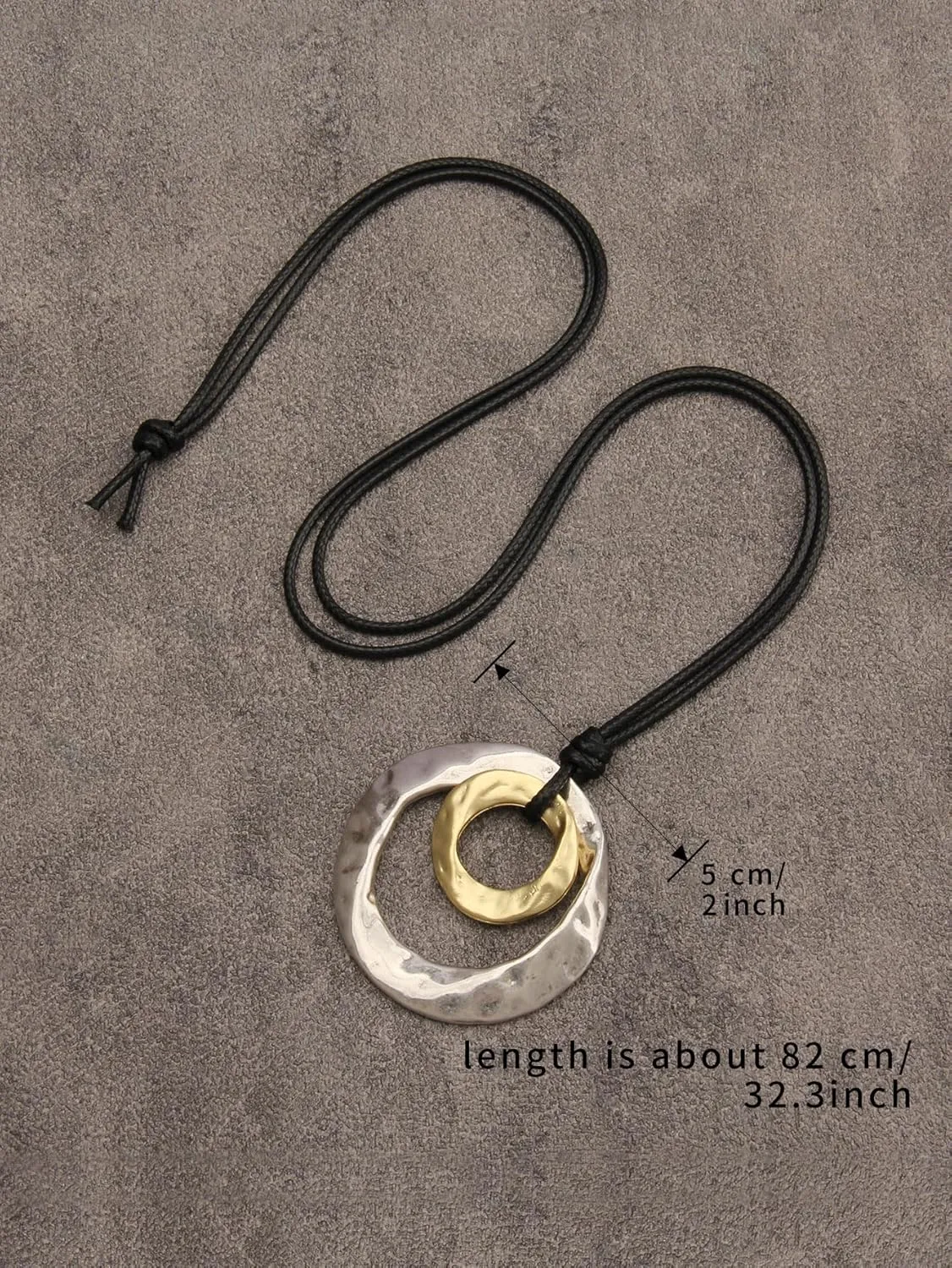 GelConnie Wooden Necklaces for Women Gold Leather Necklace Long Boho Layered Necklace Silver Hippie Choker Necklace Bohemian Jewelry for Women