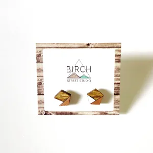 Geometric Wood White & Rose Gold Earrings