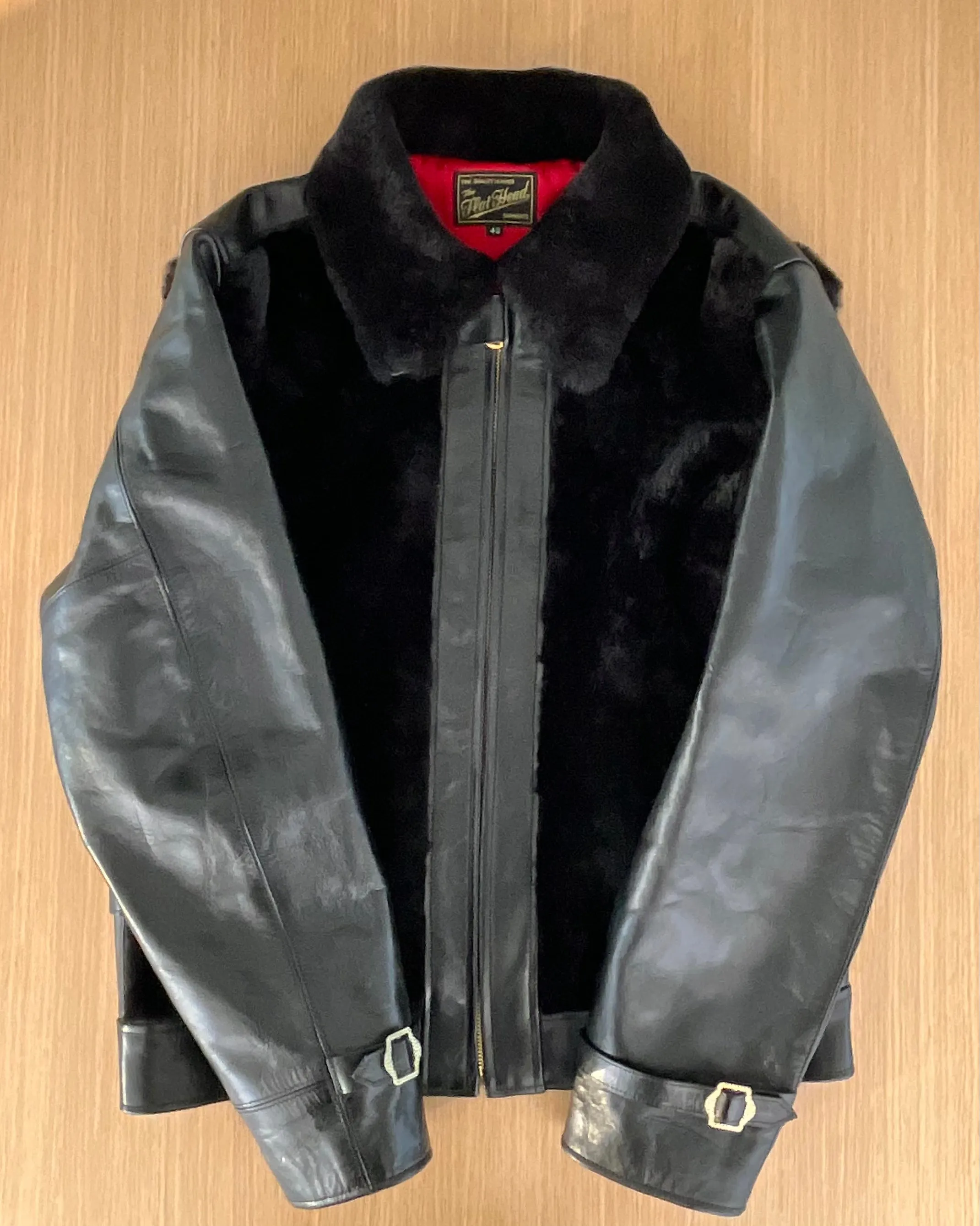 GRIZZLY Shinki Hikaku Veg Tanned Teacore Horsehide & UK Mouton - Black FN-MJ-002