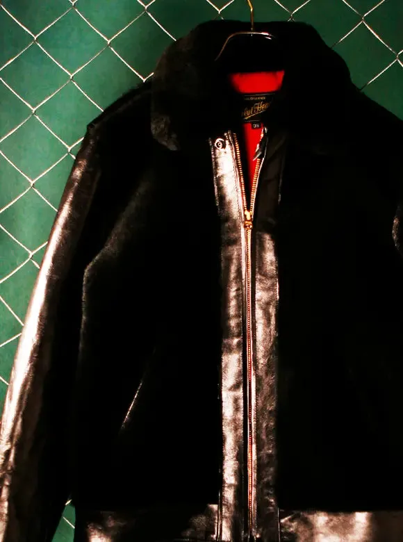 GRIZZLY Shinki Hikaku Veg Tanned Teacore Horsehide & UK Mouton - Black FN-MJ-002
