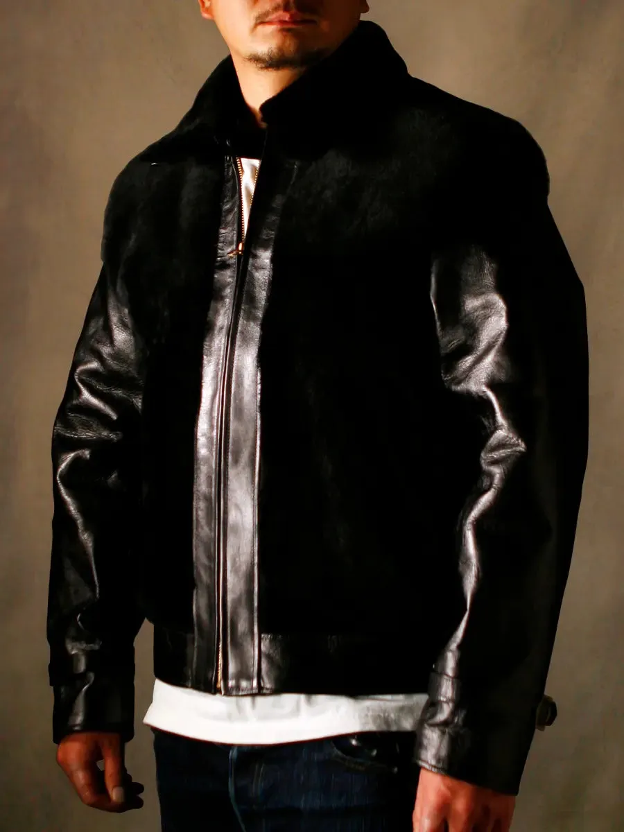 GRIZZLY Shinki Hikaku Veg Tanned Teacore Horsehide & UK Mouton - Black FN-MJ-002