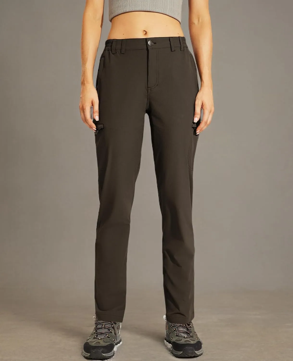Haimont Women's Hiking Cargo Pants Quick Dry Lightweight Ripstop Stretch Nylon Travel Pants with Zip Pockets Water Repellent