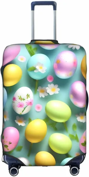 Happy Easter Holiday print Trolley case protective cover, Fashion Suitcase Protector Fits, hidden zipper