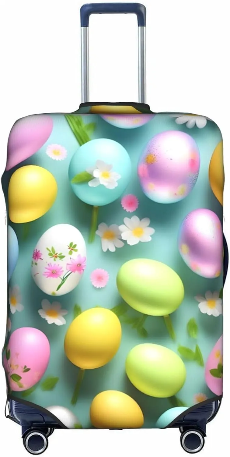 Happy Easter Holiday print Trolley case protective cover, Fashion Suitcase Protector Fits, hidden zipper