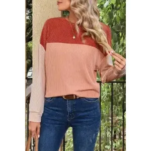 Harmonize With Me Red/Orange Color Block Top