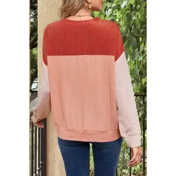 Harmonize With Me Red/Orange Color Block Top