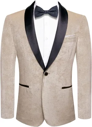 Hi-Tie Mens Suit Blazer Slim Fit Tuxedo Suits Jacket Shawl Lapel Collar Solid One Button Wedding Dinner Prom Blazer Jackets