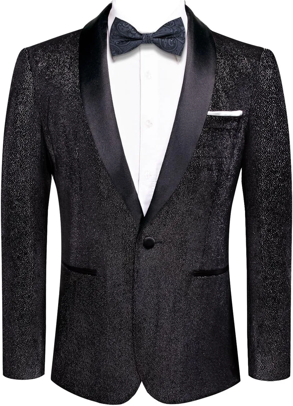 Hi-Tie Mens Suit Blazer Slim Fit Tuxedo Suits Jacket Shawl Lapel Collar Solid One Button Wedding Dinner Prom Blazer Jackets