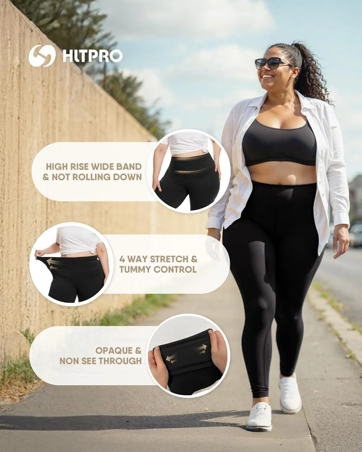 HLTPRO 3 Pack Plus Size Leggings for Women(X-Large - 4X)- High Waist Stretchy Soft Pants for Workout Running Yoga