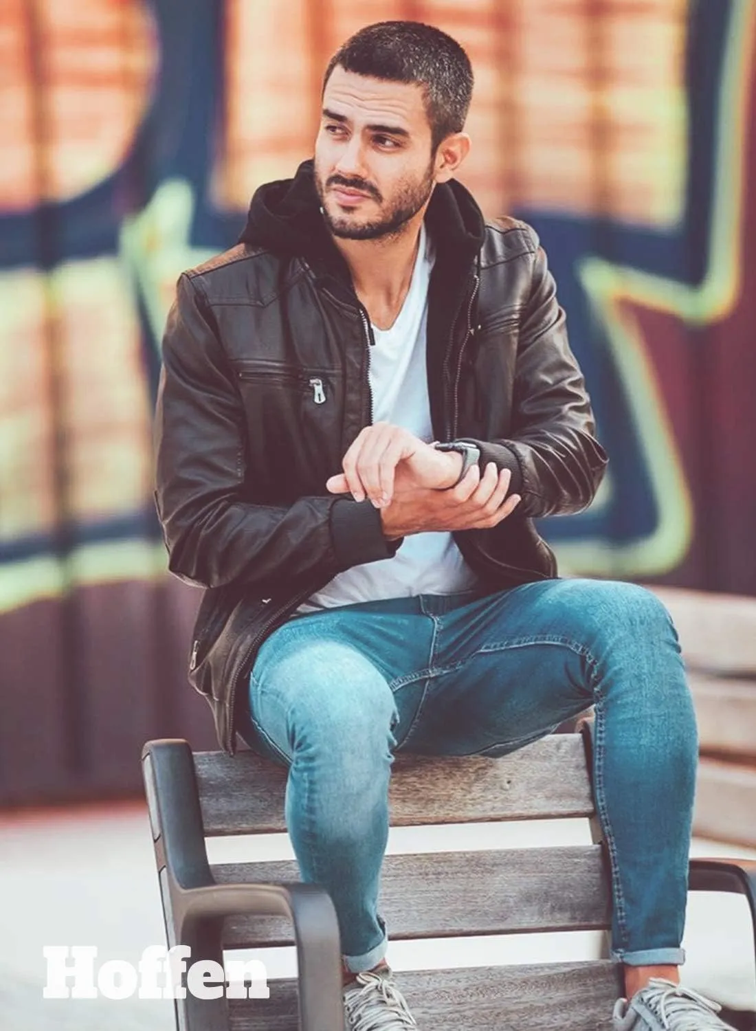 Hoffen Premium Vegan Leather Jacket for Men's with Detachable Hood - Classy Model