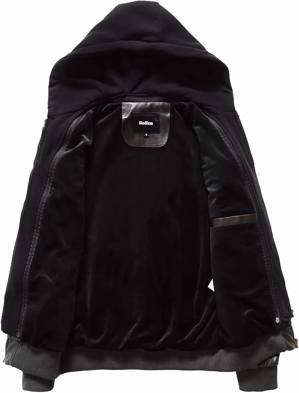 Hoffen Premium Vegan Leather Jacket for Men's with Detachable Hood - Classy Model