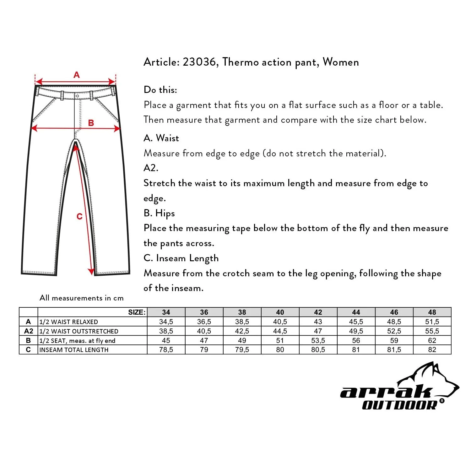 Insulated Thermo Active Pant Lady (Black) Long Length