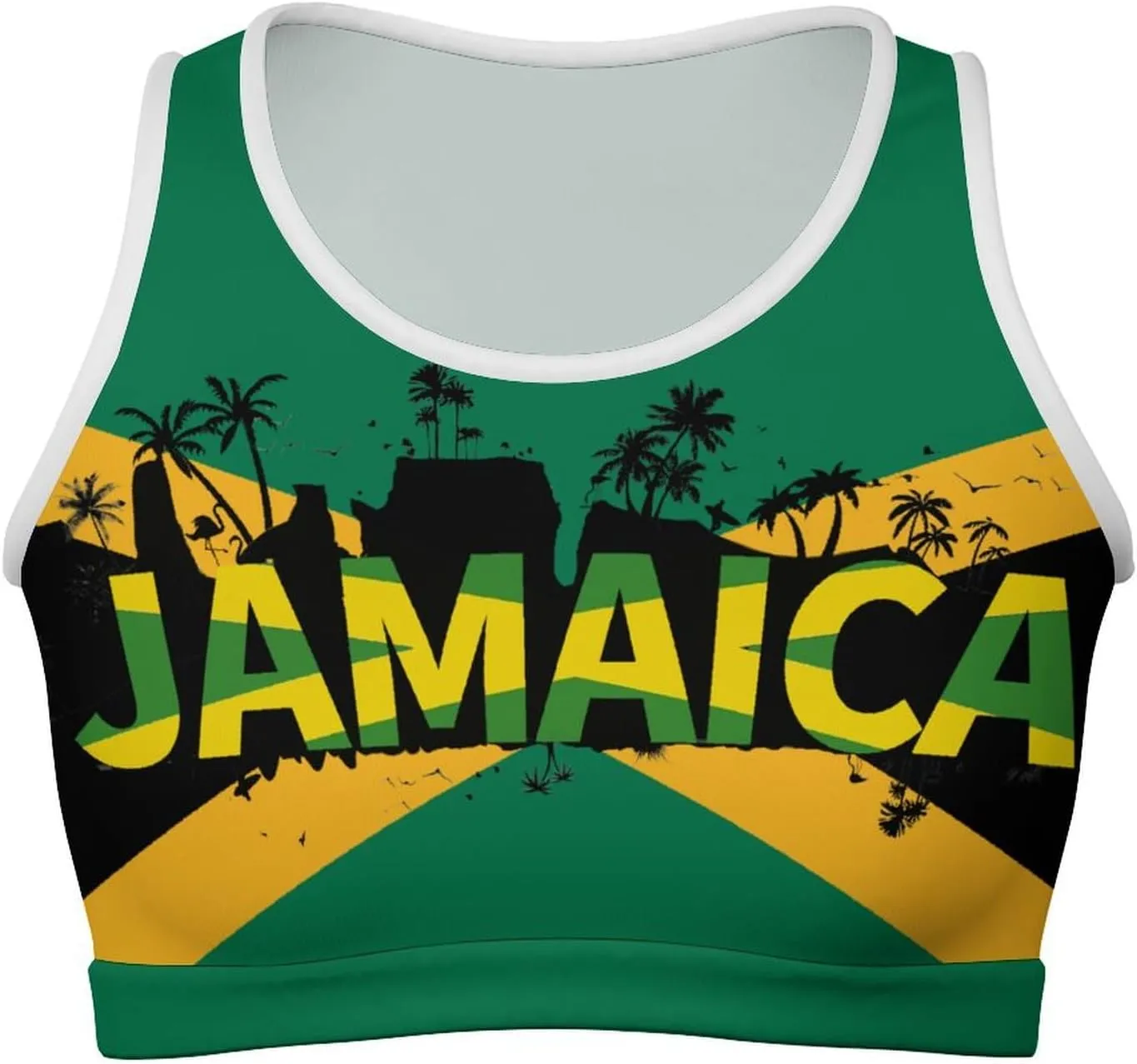 Jamaican Flag Basic Crop Tank Tops Sleeveless Soft Crop Top for Women