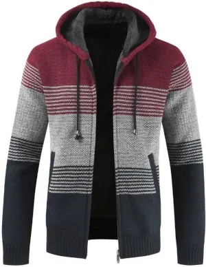 Kinkia Men's Zip Up Hoodies Casual Long Sleeve Full Zipper Sherpa Fleece Lined Knit Cardigan Sweater Jacket with Pockets
