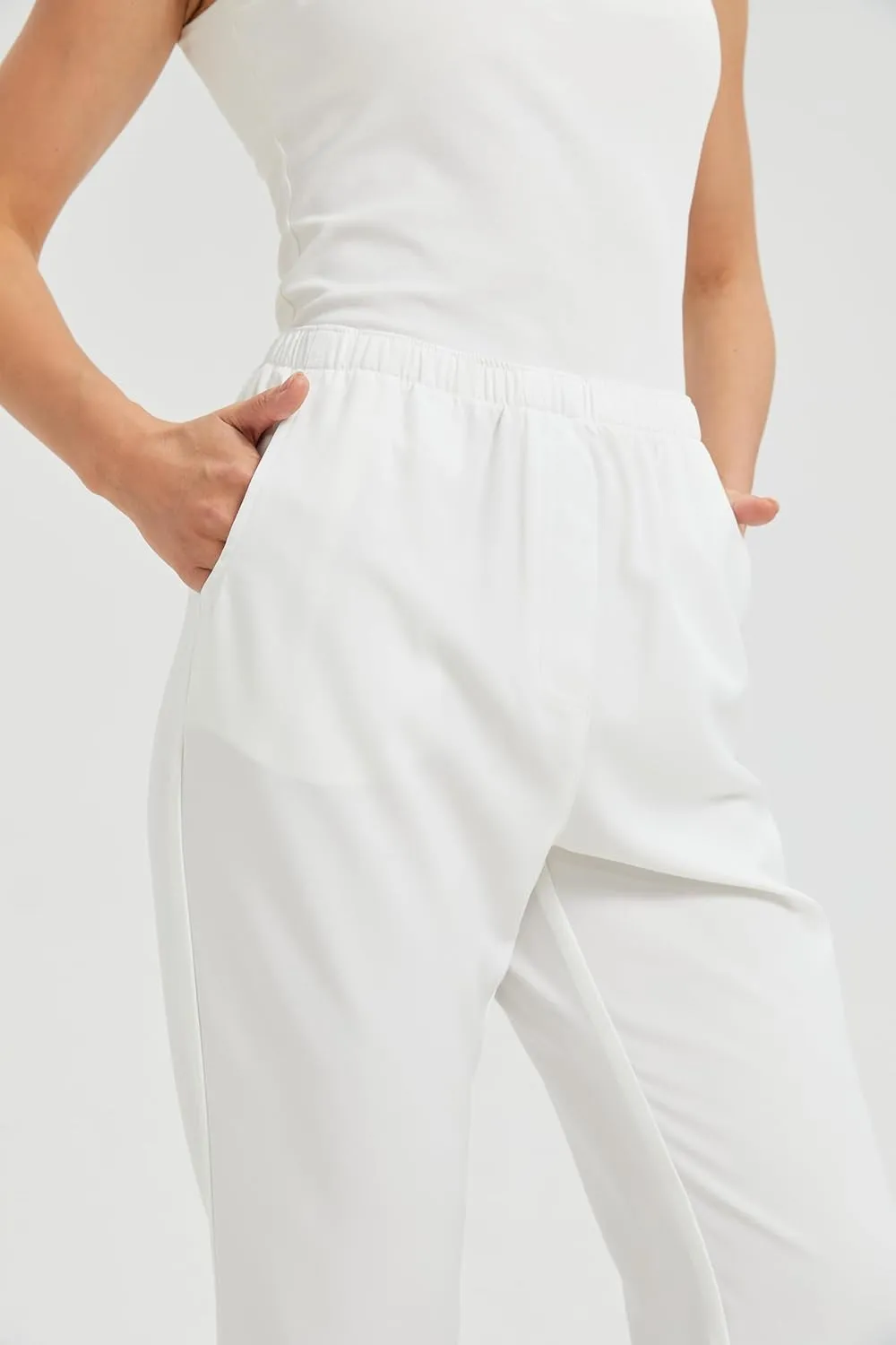 KYAL Women's High Waisted Stretchy Work Capri Pants Straight Leg Business Office Trousers with Pockets