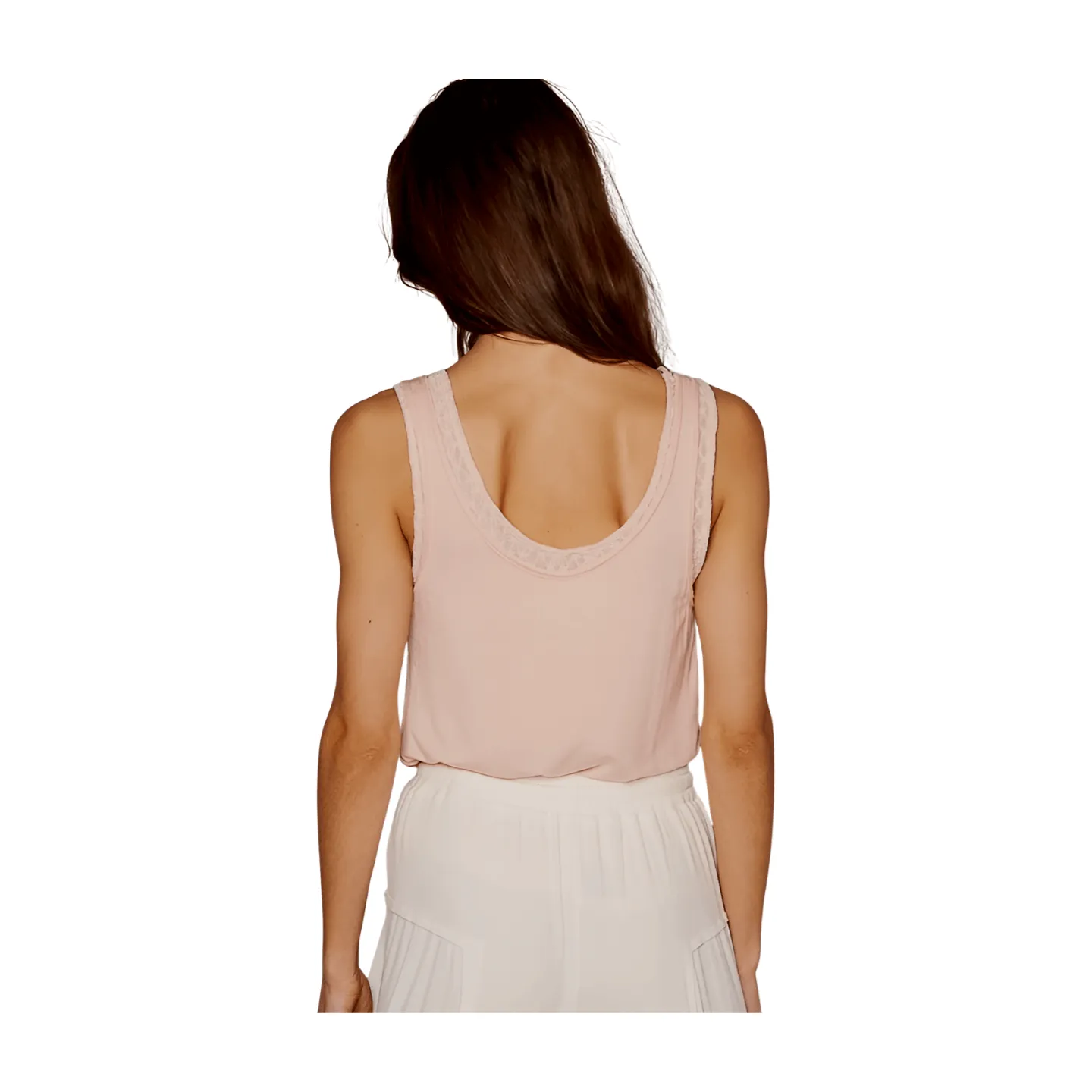 Layered Lace Henley Tank - Soft Pink