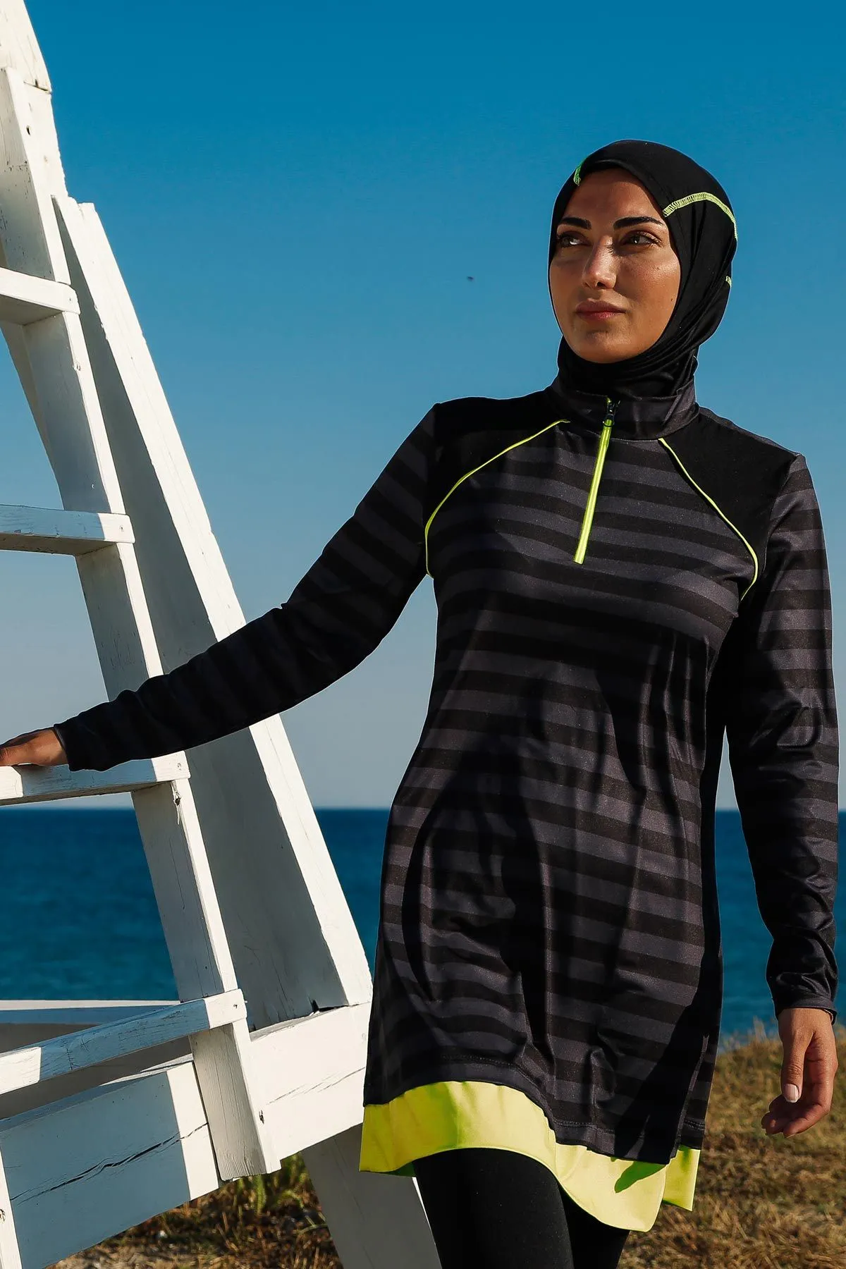 Lycra Black Burkini Modest Swimwear M2232
