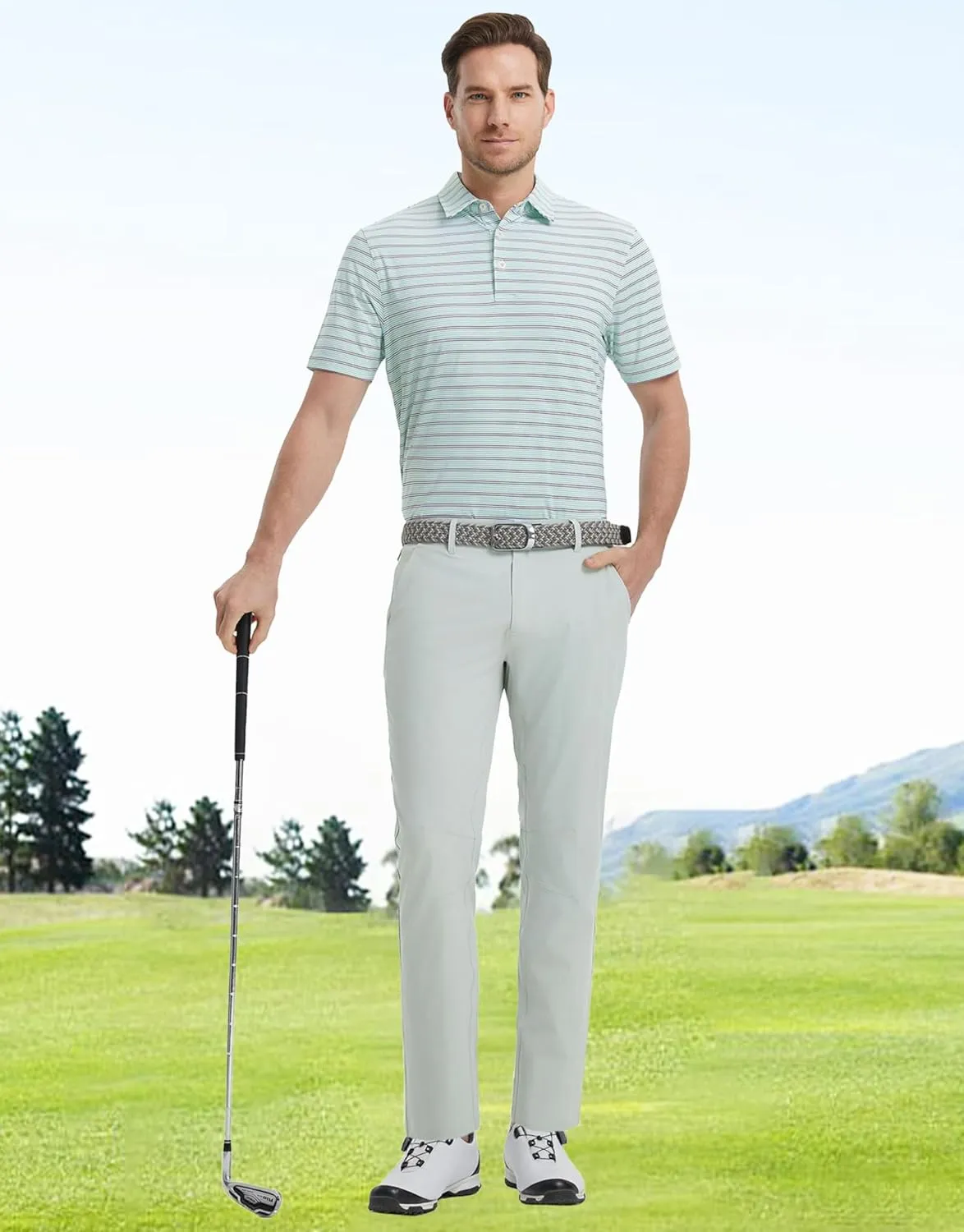 M MAELREG Golf Pants Men Stretch Lightweight 5 Pockets - 30"/32"/34" Water-Resistant Casual Trousers Mens Dress Pants