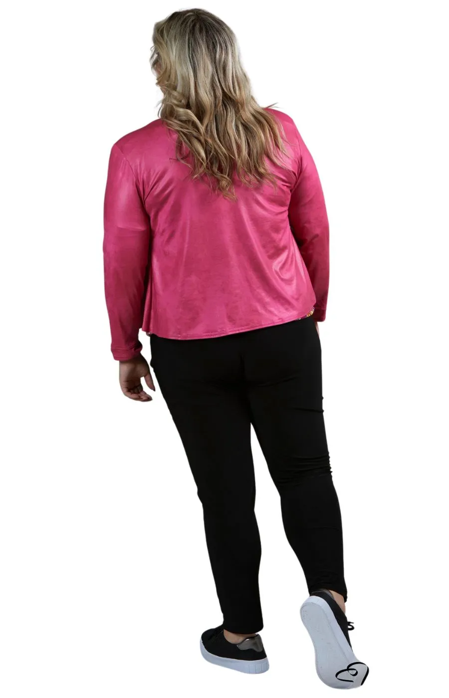 Magna Leather Look Jacket in Cerise Pink