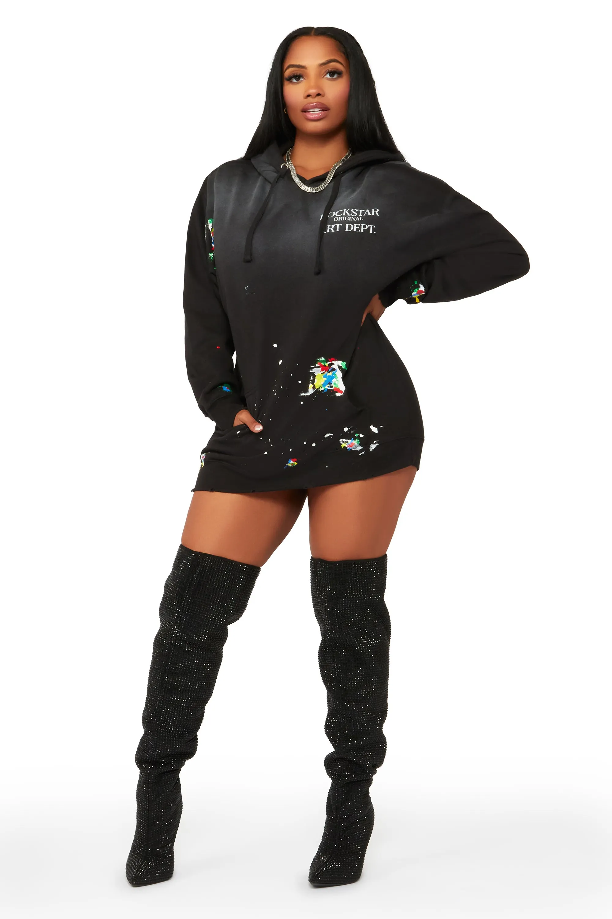 Make It Rain Black Oversized Hoodie