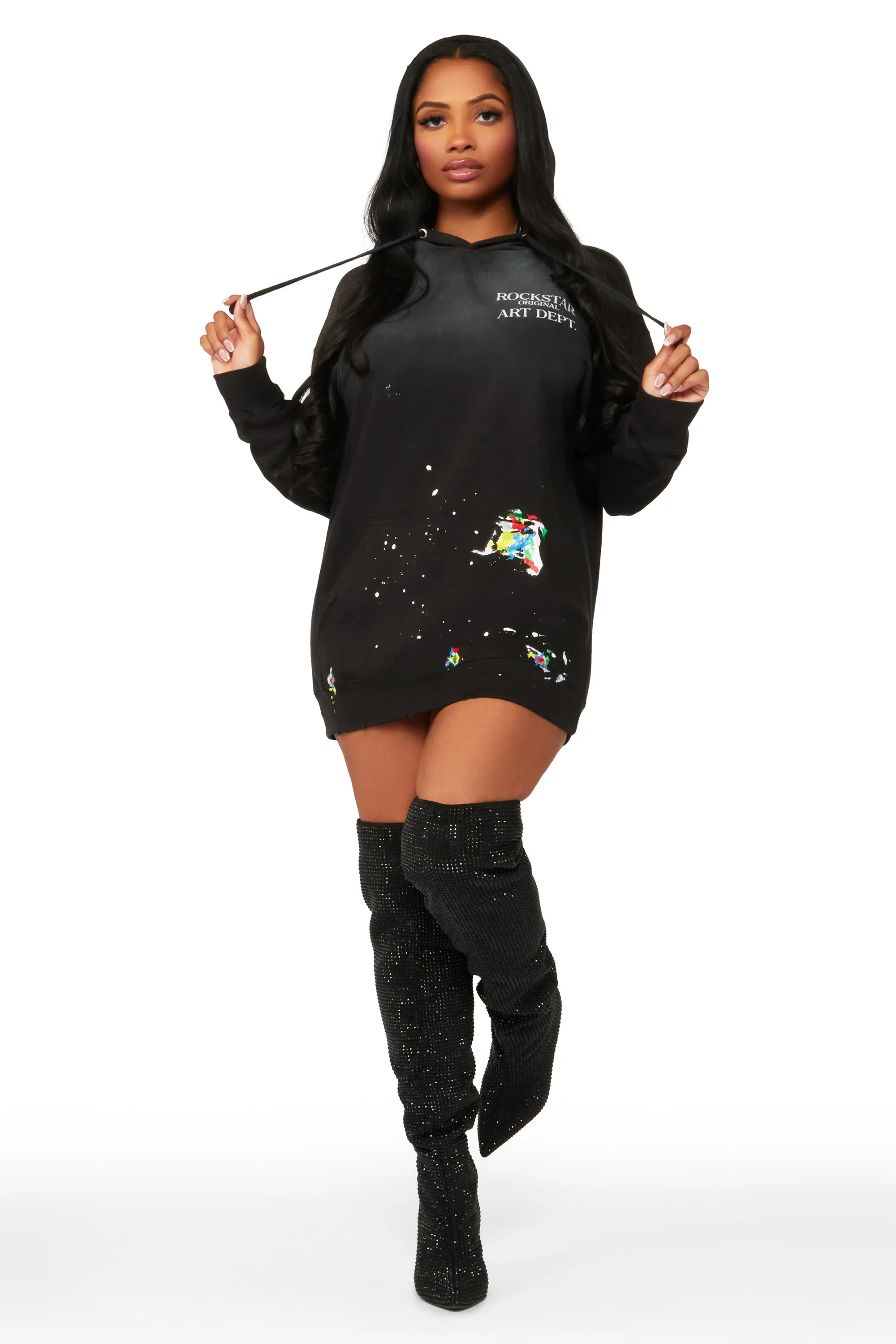 Make It Rain Black Oversized Hoodie