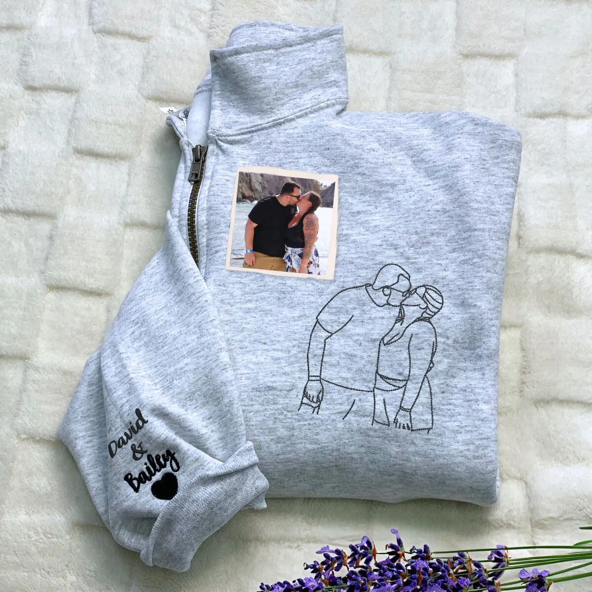 Matching Zip Up Hoodies or Sweatshirts, Custom Embroidered Anniversary Gifts For Couples