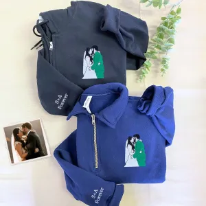 Matching Zip Up Hoodies or Sweatshirts, Custom Embroidered Anniversary Gifts For Couples