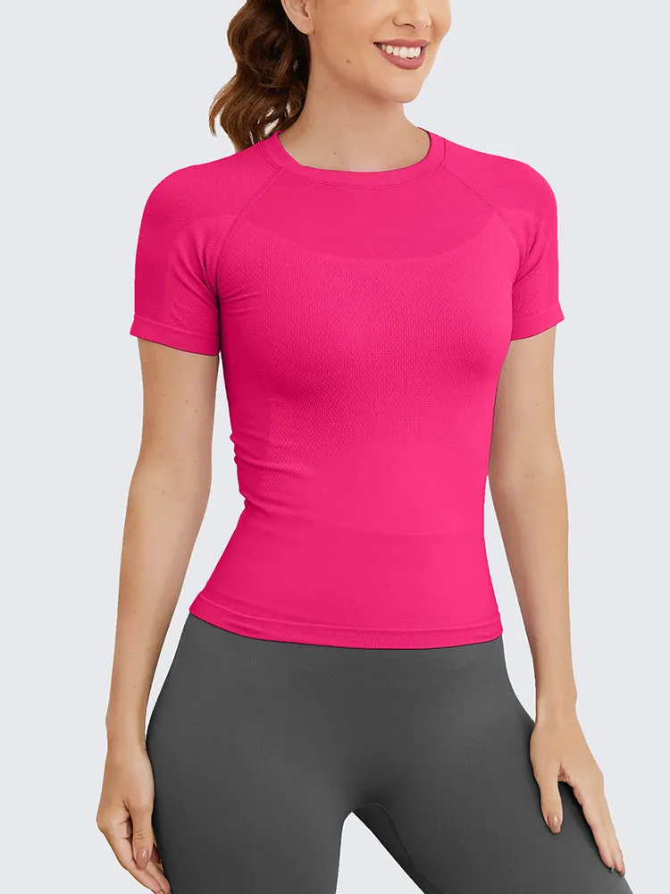 MathCat Seamless Soft Workout Tops T-shirt Wildberry