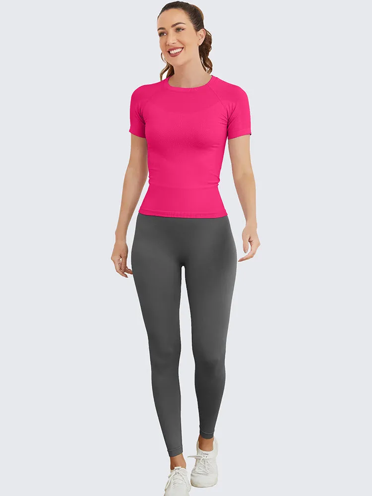 MathCat Seamless Soft Workout Tops T-shirt Wildberry